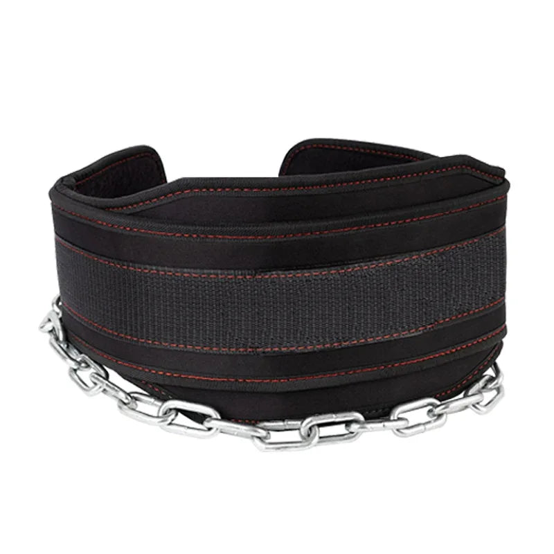 2026 Custom Logo Comfortable  Gym Equipment Weighted Chain Waist Support Weightlifting Pull-up Dipping Belt with Chain