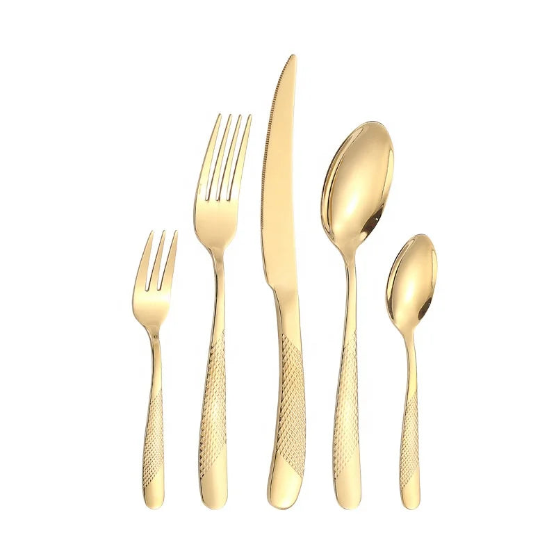 Factory Price Luxury Stainless Steel Mirror Polish Gold Cutlery Set for Presents