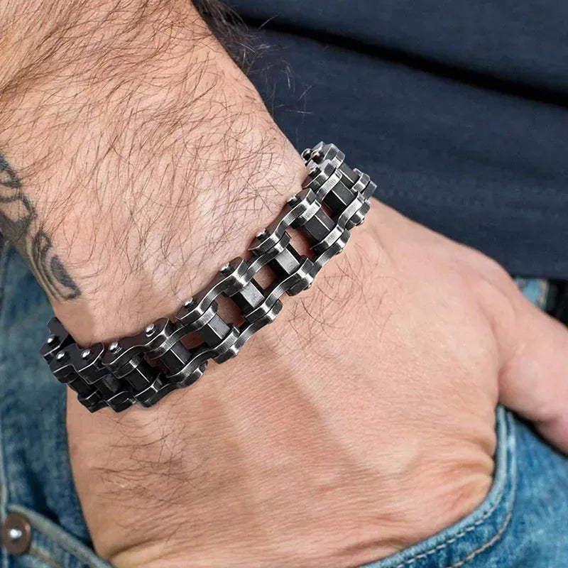 Punk Jewelry Fashion Beaded Bracelets Rolling Bicycle Bracelet Motorcycle Chain Non Fading Stone Bracelet for Men