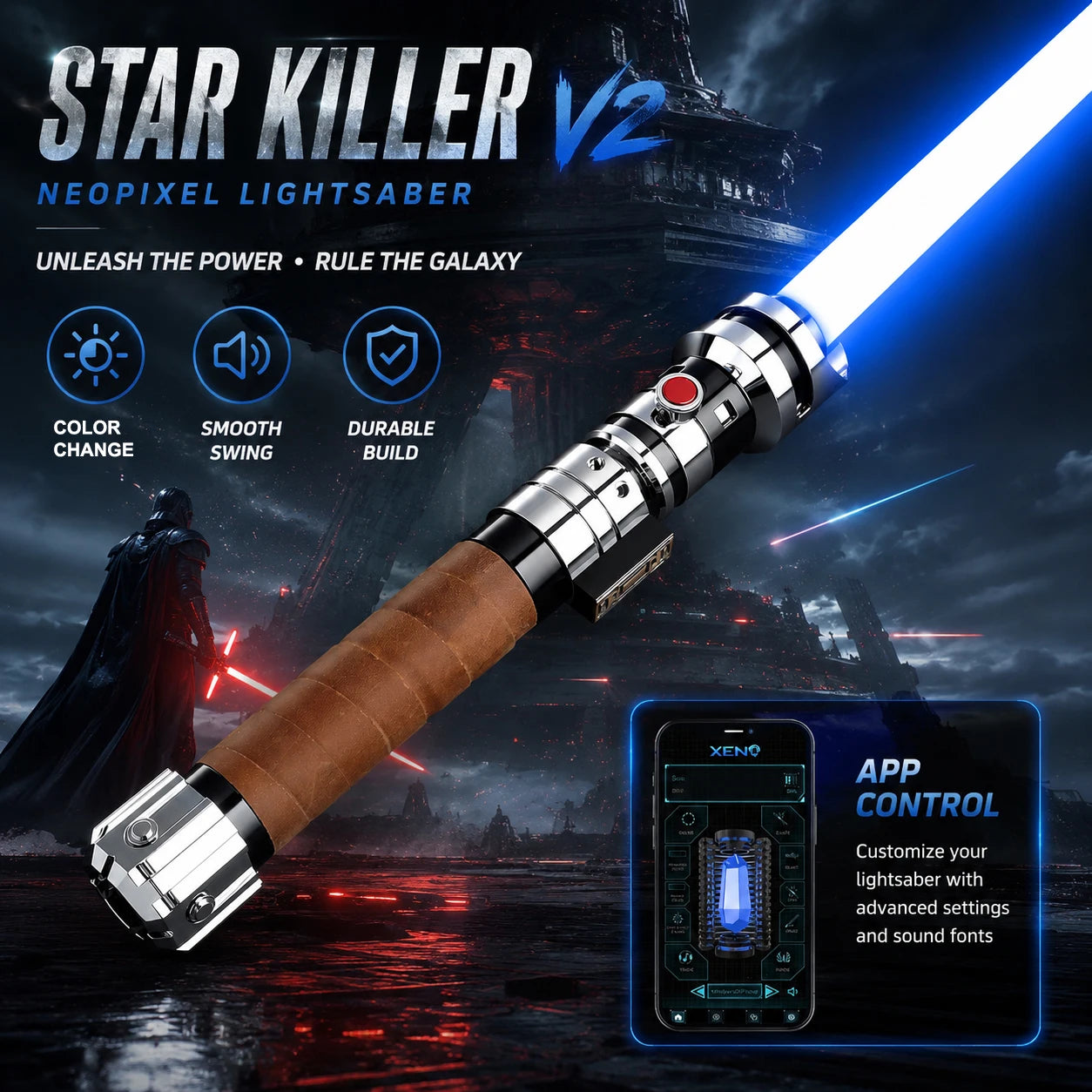 Leather Wrap Metal Hilt Lightsaber XENO 4.0 Proffie Smooth Swing 34 Sets Sound Fonts Heavy Dueling Laser Sword Light Saber To
