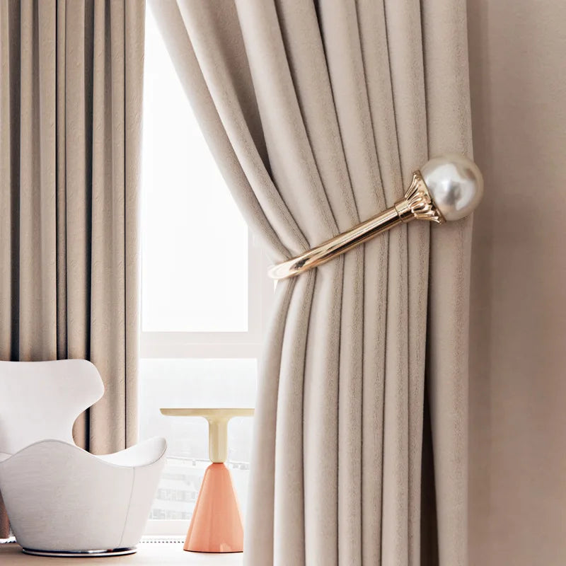 Xinlan Luxury Velvet Polyester Flame Retardant Blackout Curtains for Bedroom Living Room Modern