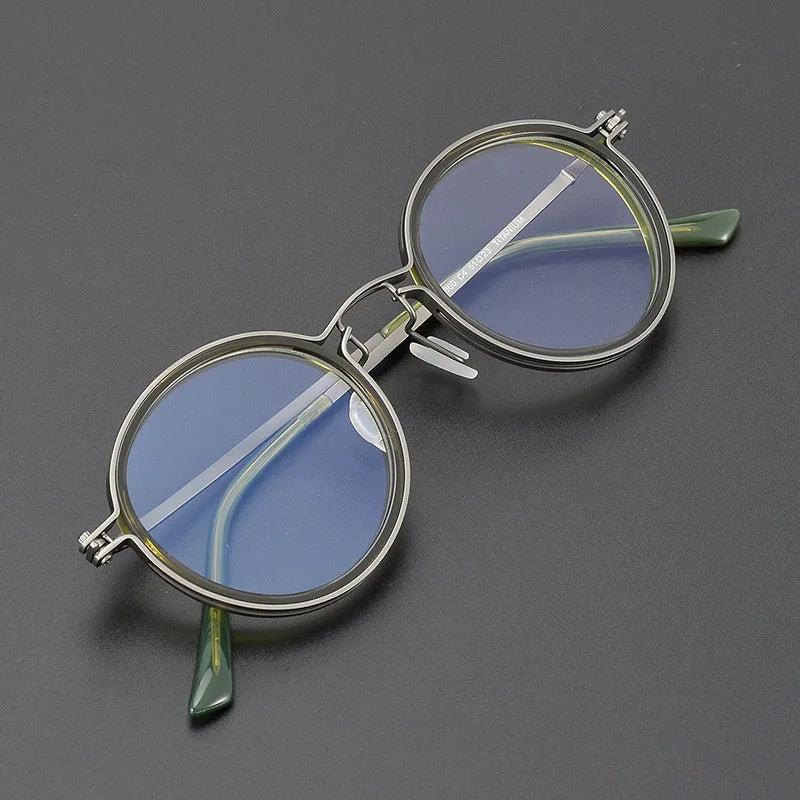 Shenzhen Factory Custom Pure Titanium Italian Acetate Eyeglasses Frame Men Eyeglasses Frames Optical Glasses Titanium  Frame