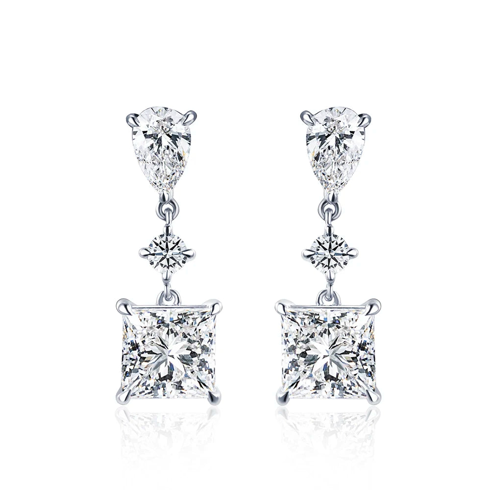 Messi Gems Ready to Ship MSE-697 9K White Gold IGI 0.5ct 0.8ct Princess Cut Lab Grown Diamond Earrings