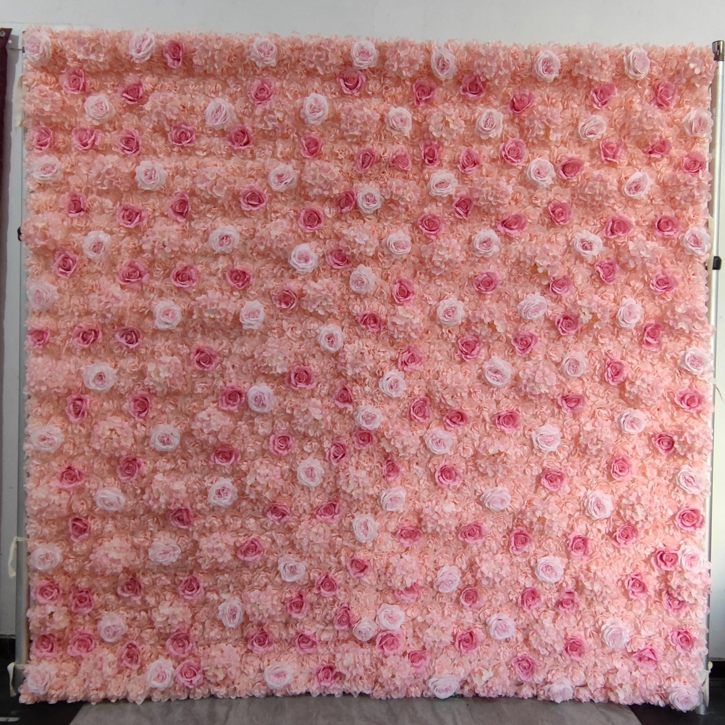 EG-TG007 Budget-Friendly 3D Wedding Decor White Blue Roses Artificial Silk Roll-Up Flower Wall Panel Backdrop Christmas Easte