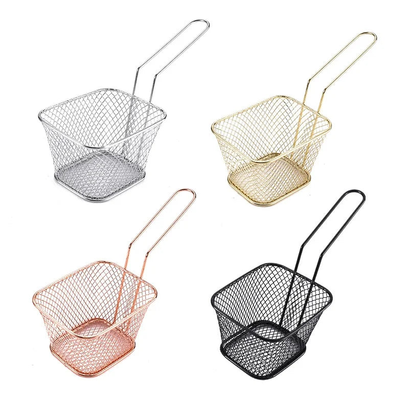 New Portable Square Mini Fried Basket French Fries Basket Restaurant Fried Chicken Snack Chips Iron Metal Colander Tool