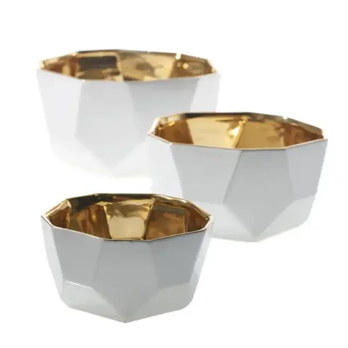 500ml White High Quality Luxury Diamond Inner Gold Electroplated Ceramic Empty Candle Jars