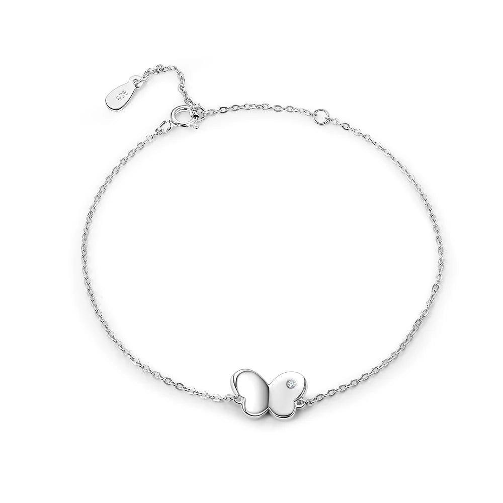925 Silver Bracelet for Women New Design Fashionable Butterfly Zircon Rhodium Plated Stylish for Parties Weddings Gifts