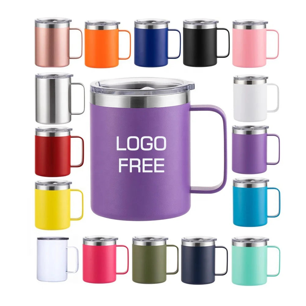Bpa-free12oz Double Wall Vacuum Cup Powder Coated SUS304 Sport Insulated Stainless Steel Coffee Camping Mug With Lid