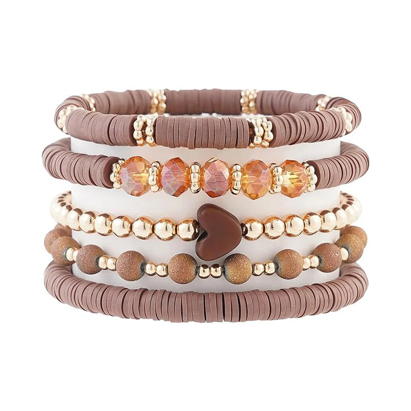 Bohemian Friendship Heishi Bracelets Colofuls Soft Terracotta Beaded Bracelet Heishi Beaded Stretch Bracelets for Women
