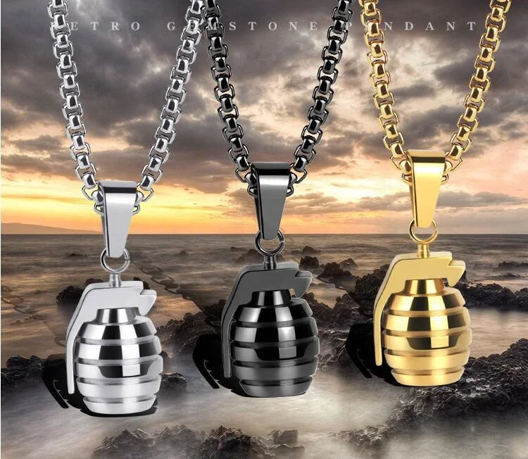 Stainless Steel Necklace Personality Friendship Couple Pendant Jewelry Grenade Pendant Necklaces for Unisex
