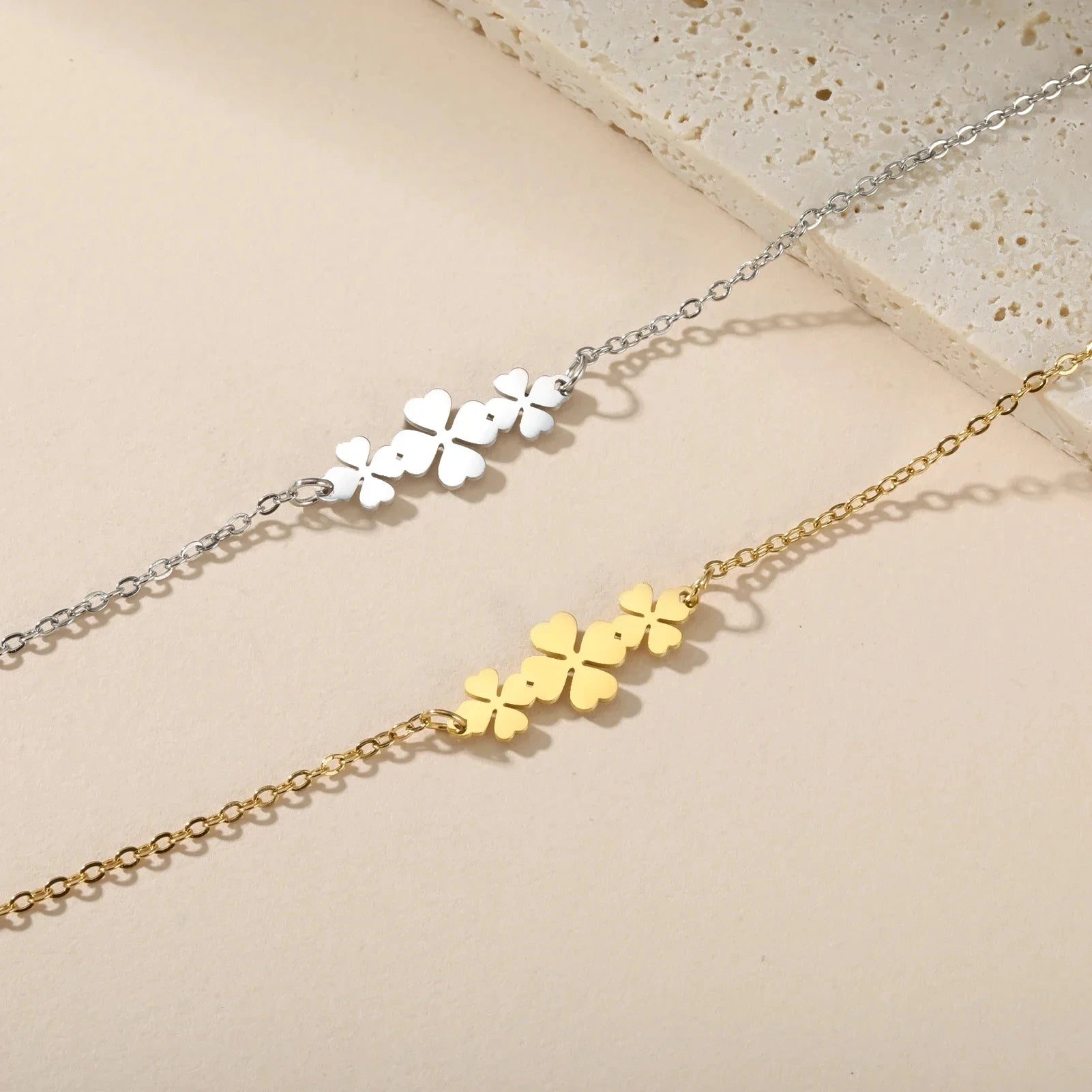 Four Leaf Clover Bracelet Couple Stainless Steel Bracelet 18K Gold Plating Fashion Jewelry Bracelets