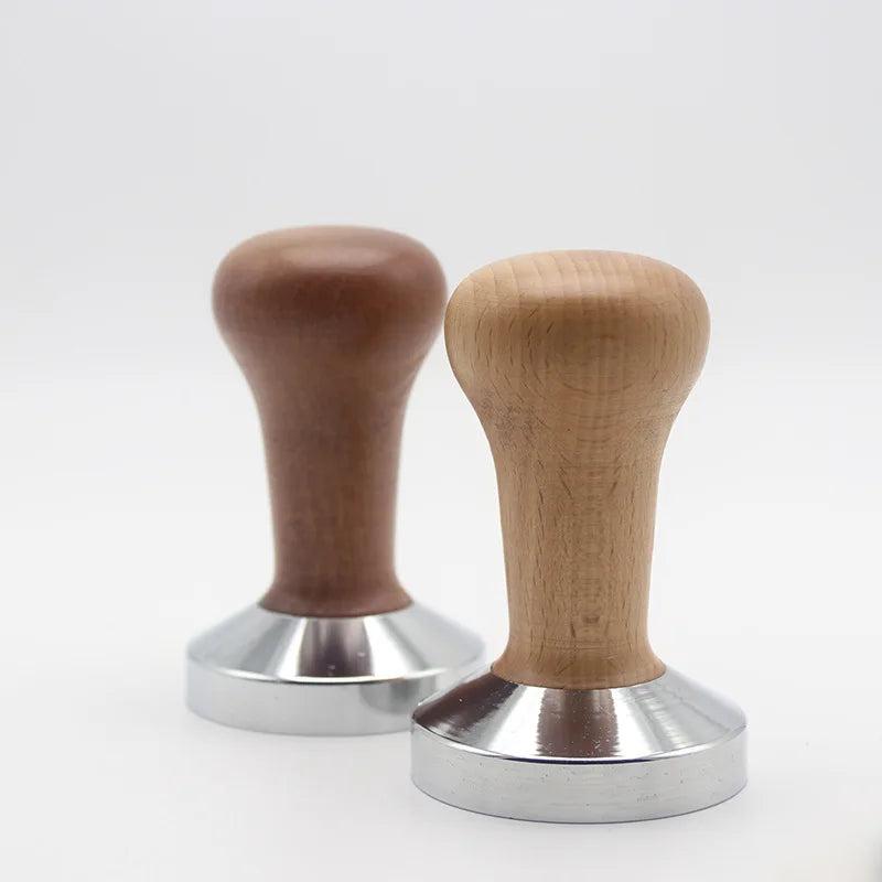 Wooden Coffee Tool Accessories Stainless Steel Stamper Distributor 51mm  58mm Espresso Coffee Tamper Coffee Powder Hammer