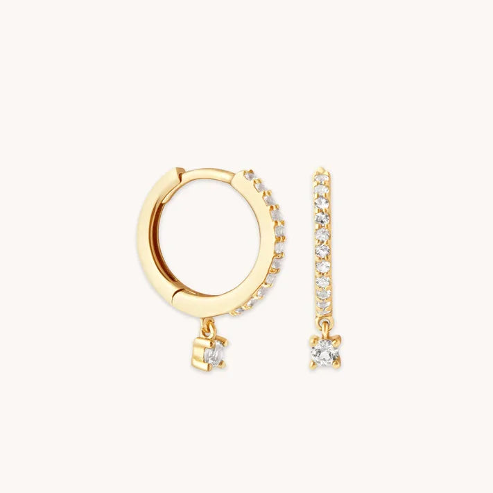 Wholesale Cheap Trendy Gold Plated 925 Sterling Silver Tiny Hoops Solitaire Diamond Dangle Earring for Women
