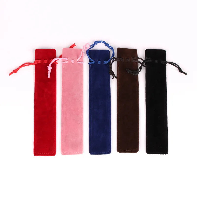 Lipstick Storage Bag In-stock Drawstring Pen Pouch Double-sided Thickened Velvet Copper Pen Gift Pouch Plush Pen Pouch