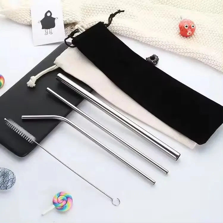 Eco Friendly Straight Reusable Stainless Steel Drinking Straws Smoothie Straw