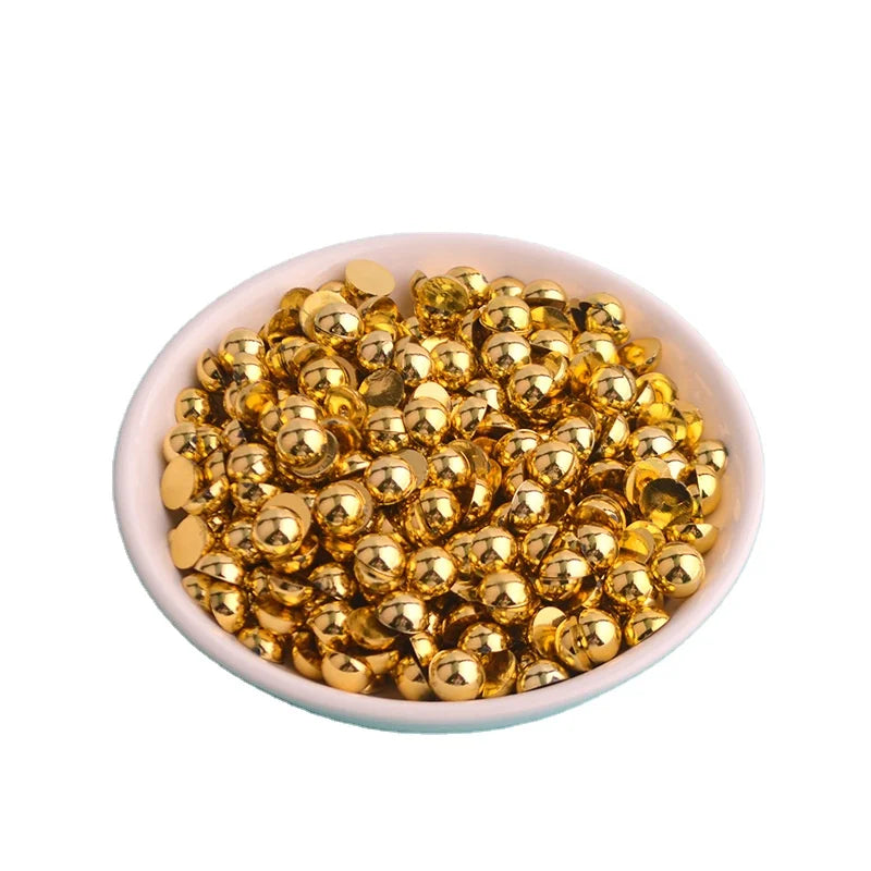 Wholesale Plastic Half Flatback Pearls 3-8mm Gold Silver Loose  Pearls  Round  for Nail Making Decoration Accessories