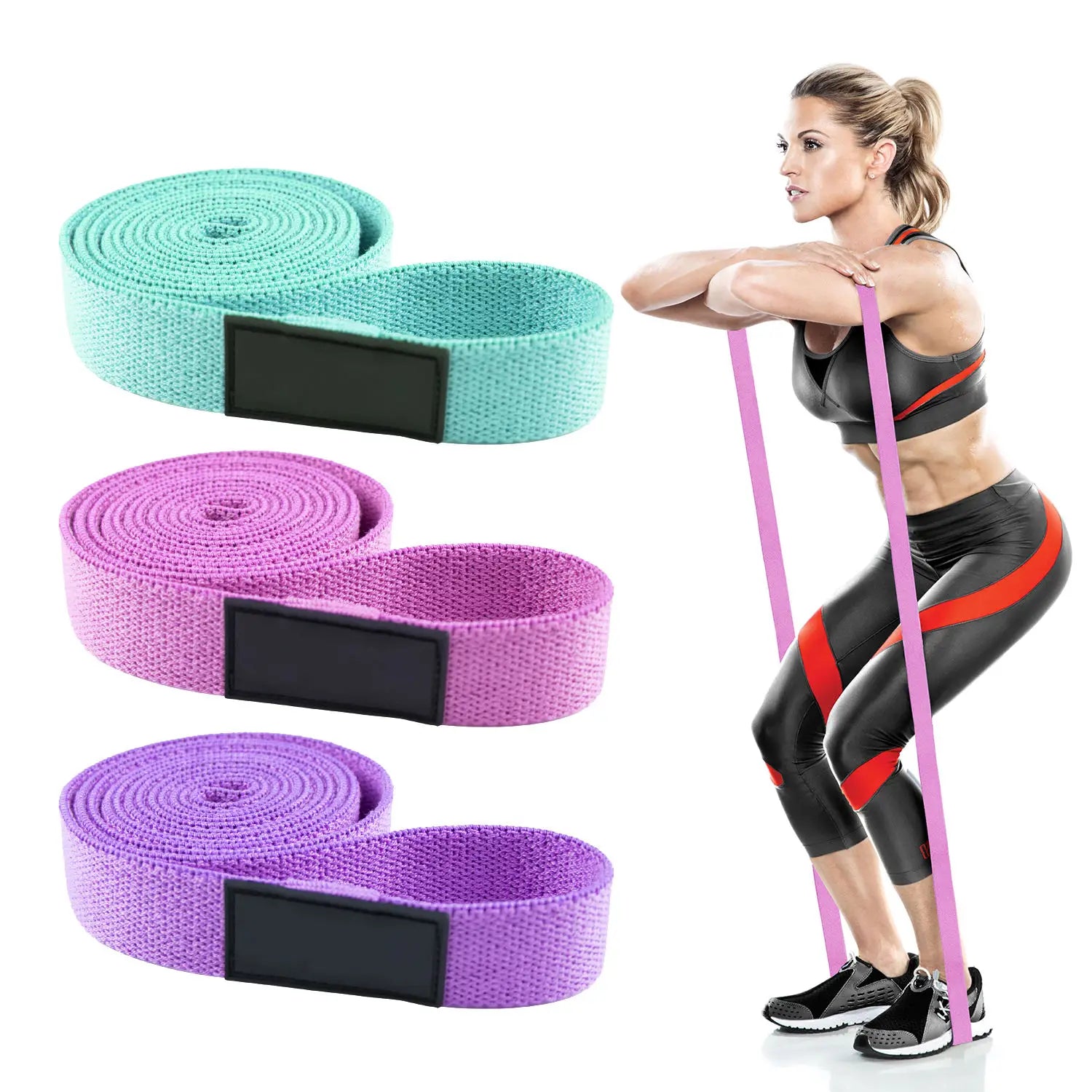 New Custom Logo Yoga Strength Training Gym Exercise Pull up Assist Cotton Fabric Long Resistance Bands