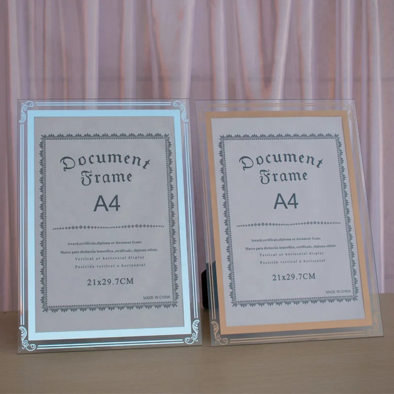 Luxury Crystal Glass Photo Frame Table 6-10 Inch/A4 Wedding Family Portrait Lace Framed Silk Screen Printing