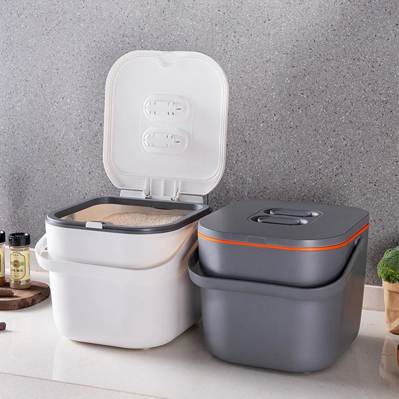 Household 10L Large Capacity Hand Blown Vacuum Sealed Push-type Multifunction Kitchen Rice Bucket Handle for Cereals Party Us