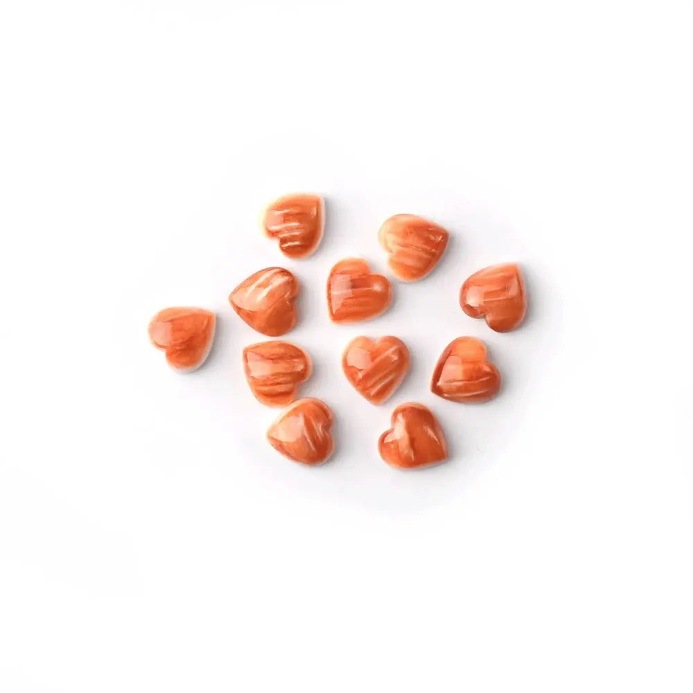 4-18 mm Heart Shape Chrysanthemum Shell Orange Custom Gemstone MOQ 10 Pcs Custom Size & Shape Available Factory Direct Price