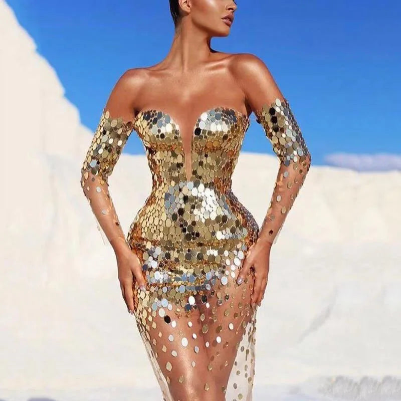 Women's Spring Clothing 2024 Elegant Luxury Sequin Ladies Party Dresses for Party Evening Glitter Dresses Women Lady Elegant