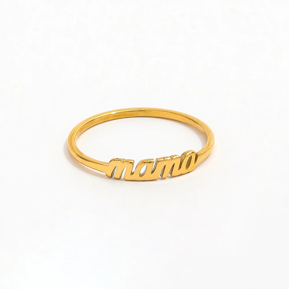 Joolim High-End 18K Gold Plated Stainless Steel Rings Simple Style Dainty Mama for Unisex for Parties