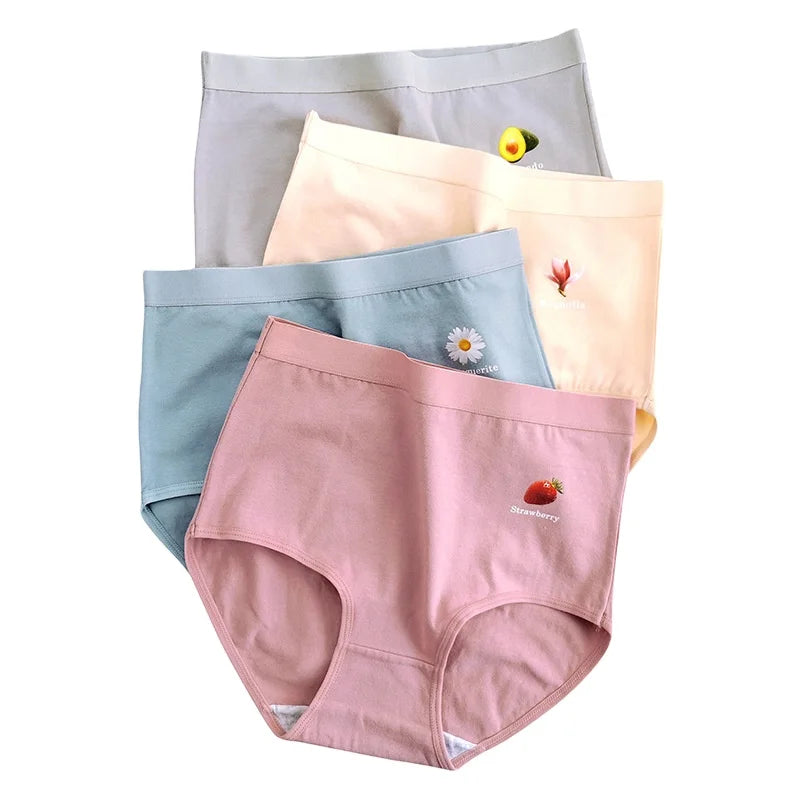 Free Samples Summer Floral Printed Underwear for Ladies Breathable Teen Girl Panties Plus Size Cotton Briefs