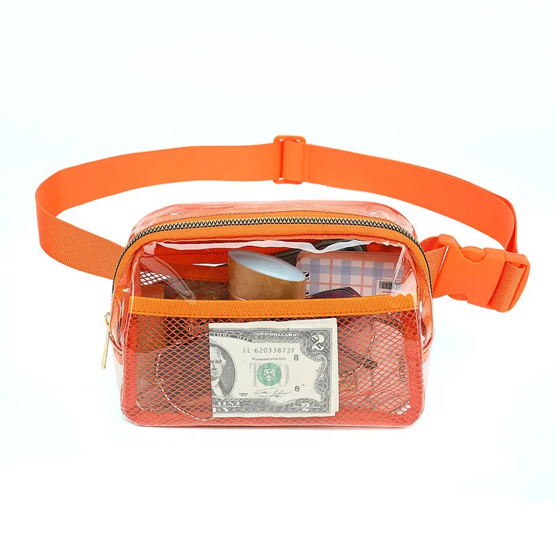 Custom Print Logo Waterproof Sport Running Tpu Transparente Clear Belt Phone Pocket Fanny Pack Crossbody Lu Lu Waist Bag