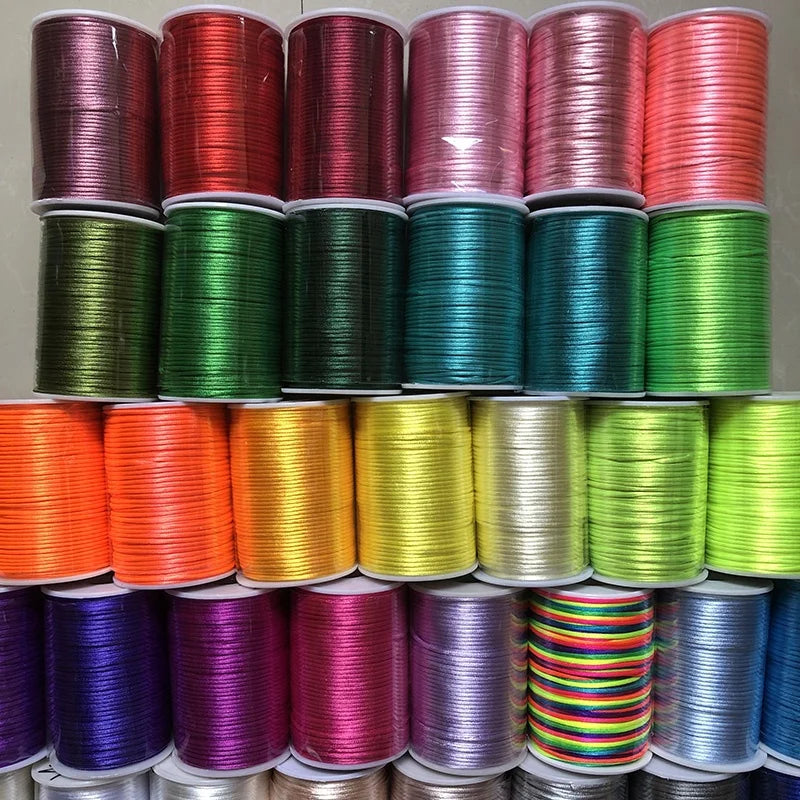 2.5mm Chinese Knotting Silky Macrame Cord Nylon Waxed Rope Satin Beading Cords Hand-Woven Lace Shoes Cross Stitch Crochet