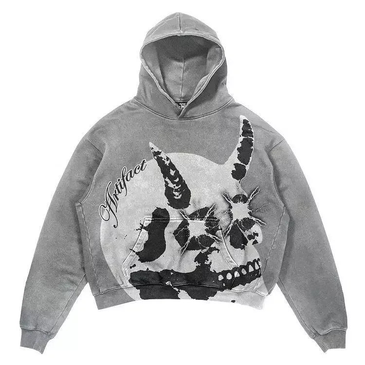 Men's Custom for Puff Print Raw Hem Pullover Hoodie XL Size Distressed Pullover Zipper Embroidered Acid Wash Techniques Scree