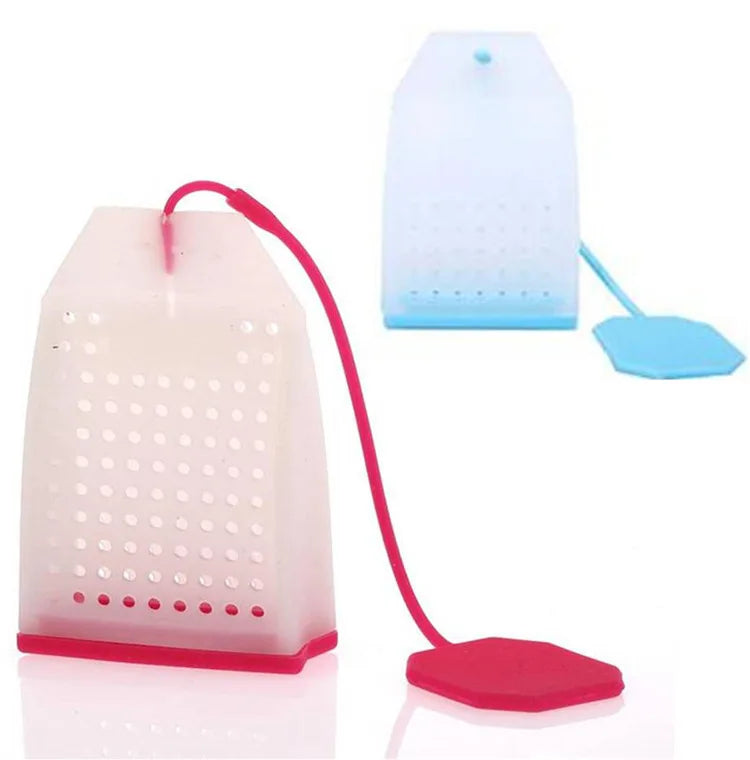 Wholesale Stocked Soft Large Silicone Tea Infuser Set Eco-Friendly Filter Utensils String Cup Tea Bag Plastic Portable Colorf
