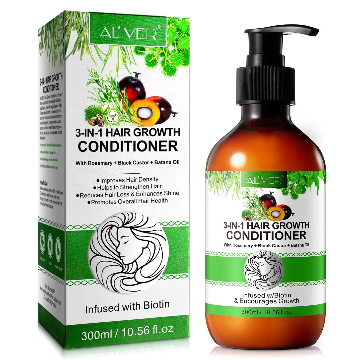 ALIVER Wholesale Hair Cream Deep Organic Hair Growth Jamaican Black Castor Rosemary Batana Oil Shampoo and Conditioner