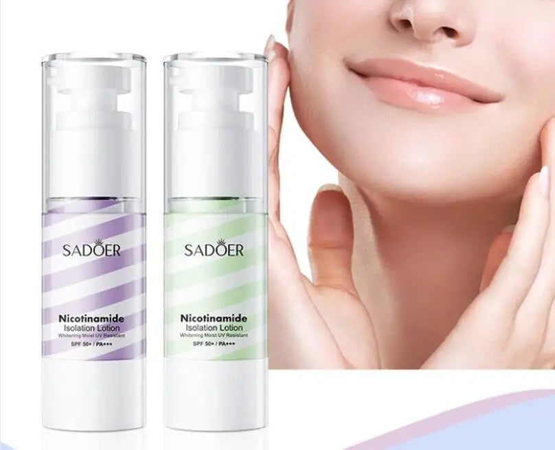 Private Label SADOER Nicotinamide Whitening Isolation Foundation Lotion With SPF 50+ Liquid Foundation Concealer Makeup Prime