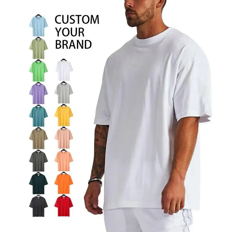 High Quality Men's Plus Size T-shirts Plain Blank Loose Tshirts Custom Print 100% Cotton 230g Oversized Men T Shirts
