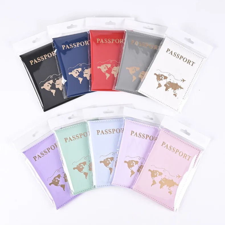 Wholesale Fashion Top Fabric Gold Foiling PU Leather Passport Holder Passport Cover