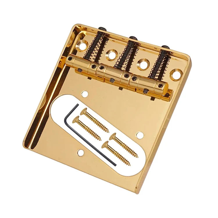 Gold  3 Saddles Electric Guitar Bridge with Single Coil Pickup Hole for TL Electric Guitar Parts