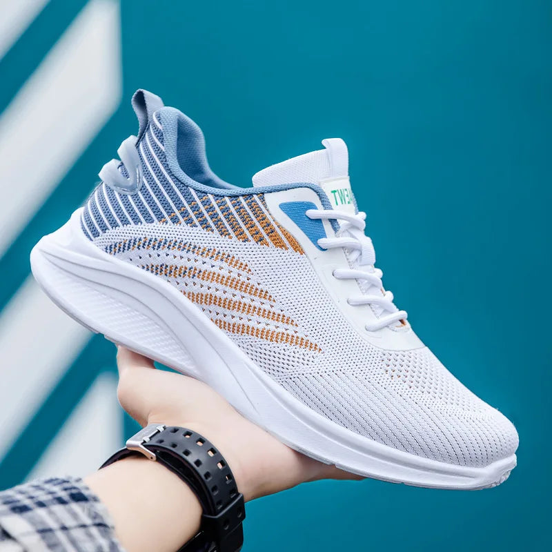 Fashionable Flying Woven Non Slip Sneakers Formal Casual Mens Walking Running Shoes for Men's Stock