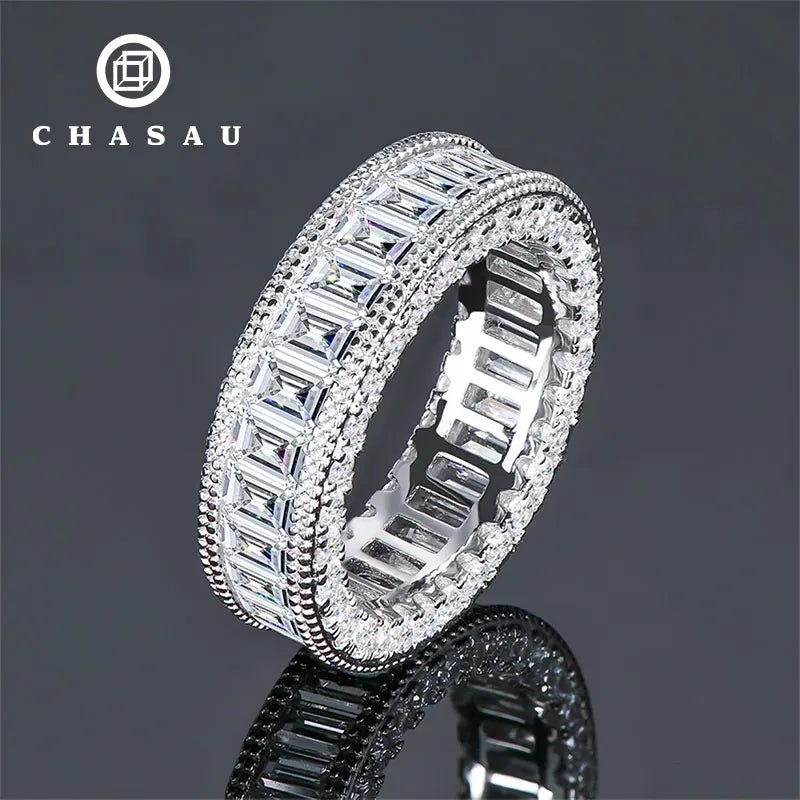 3 Rows Engagement Ring Wedding Jewelry 925 Sterling Silver Zircon Tennis Band Eternity Ring for Women Girls