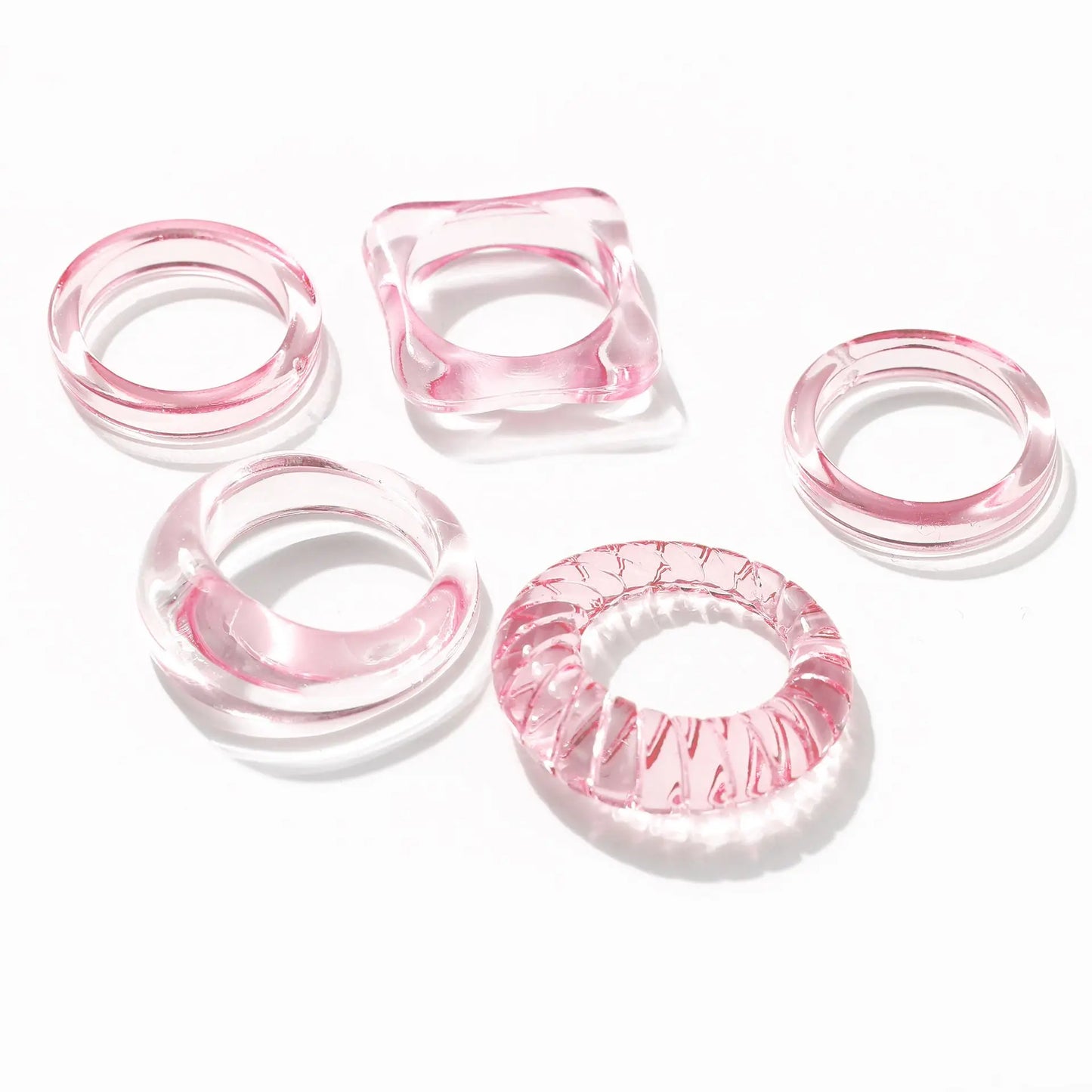 2025 Trendy New Fashionable Creative Simple Acetate Transparent Ring Set Stackable Rings Resin Ring for Women