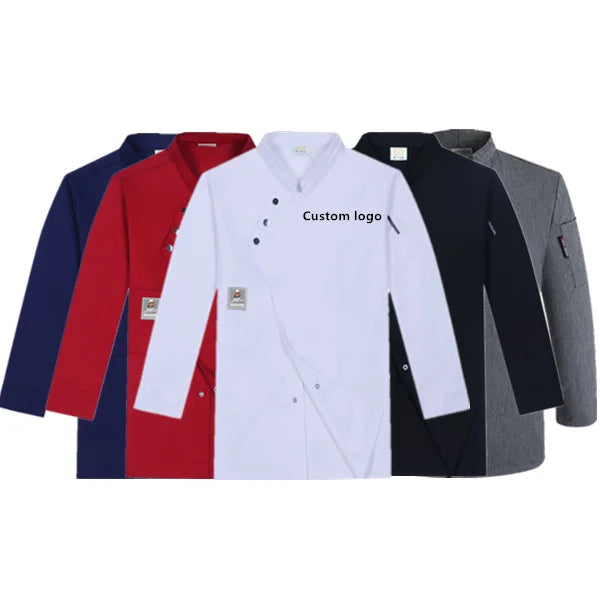 Wholesale Unisex Long Sleeve Kitchen Restaurant White Chef Coat Custom logo Men Women Short Sleeve Hotel Cake Baker Chef Unif