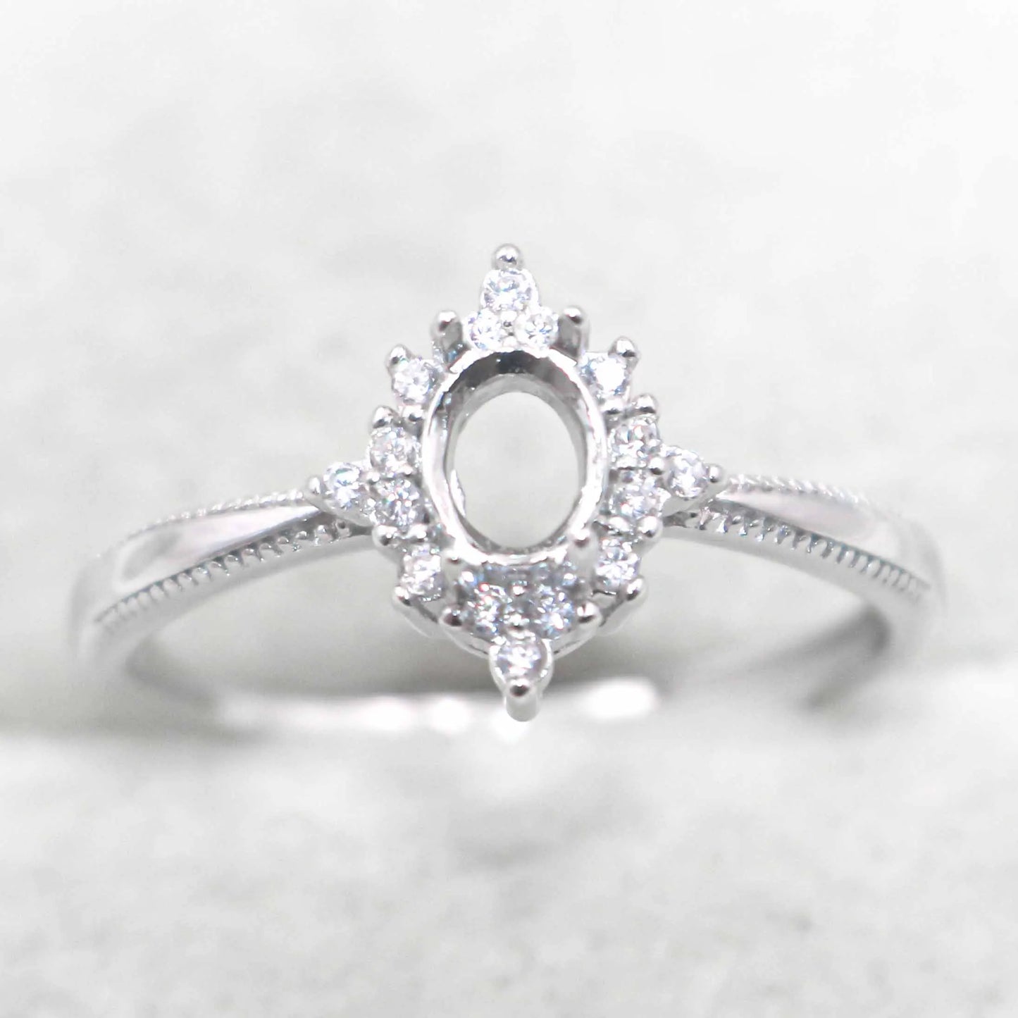 Semi Mount 4*5mm Sterling Silver Ring Empty Frame Blank Support Claw Setting S925 Base Holder Without Center Stone for DIY In