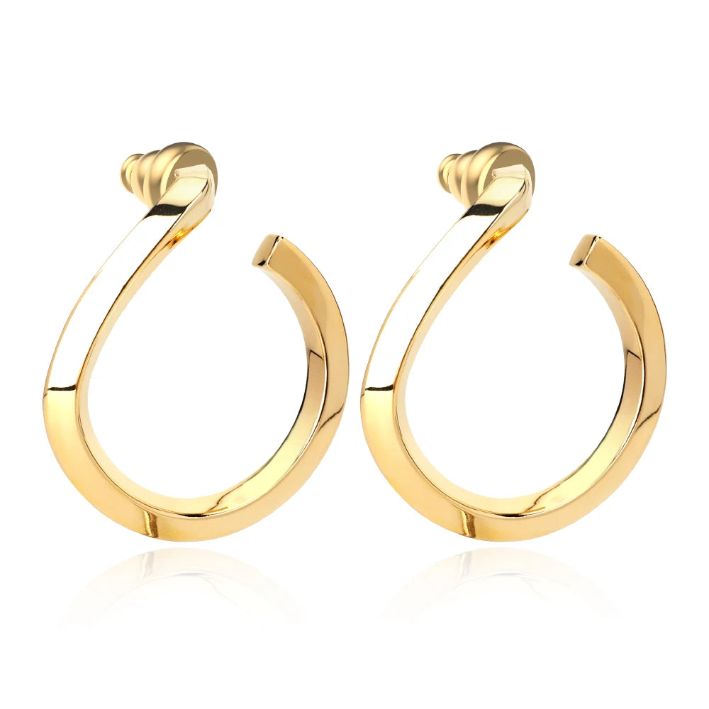 Gold Color Curved Shape Piercing Hoop Earring for Women Fashion Jewelry Necklace Chains for Weddings and Gift Giving