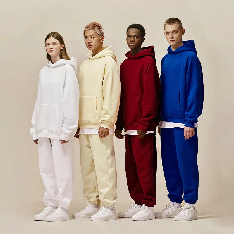 Custom Cotton Sports Plus Size Men's Jogger Sweatsuit Gym Plain Fleece Winter Pink Jogging Hoodies Mens Tracksuit Set