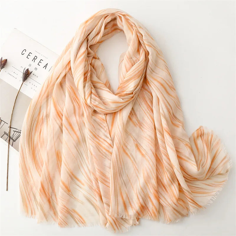 Wholesale Multicolor Spring Summer Bright Colors Soft Viscose Printed Shawls Women Vertical Striped Scarf Hijab Fashion Scarf