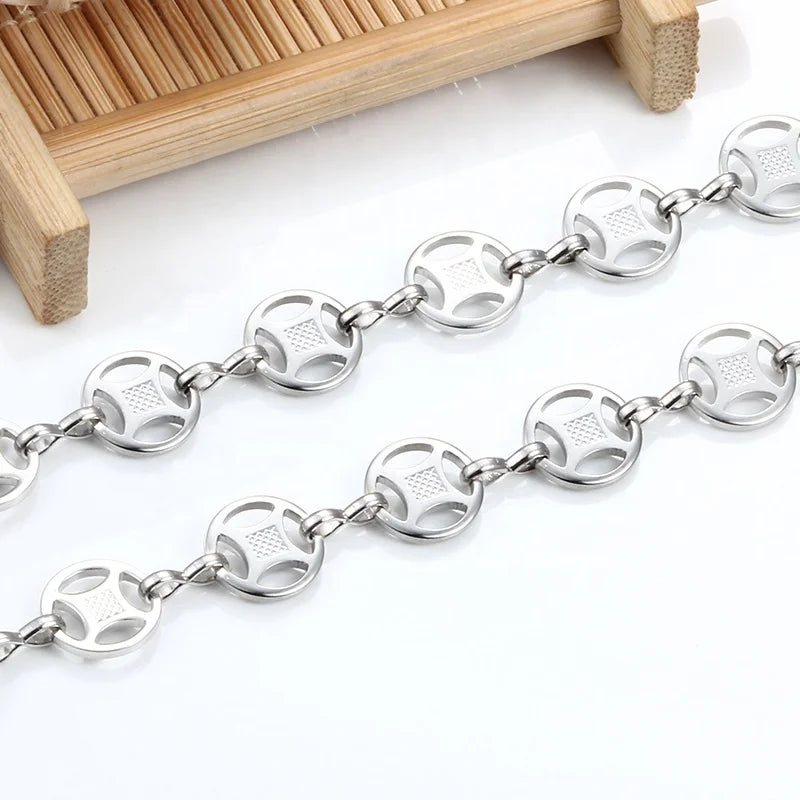 Factory Price Hot Sales Stainless Steel 9.5 MM Chinese Lucky Copper Coin Chain for Women & Men Permanent Accessories & Findin