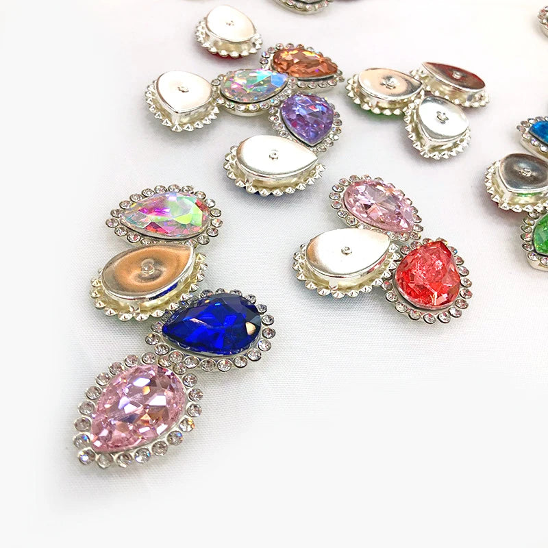 Diamond Shaped Flower-Style Glass Rhinestones for DIY Clothing Crystal Accessories with Glue-On Loose Rhinestones for Garment