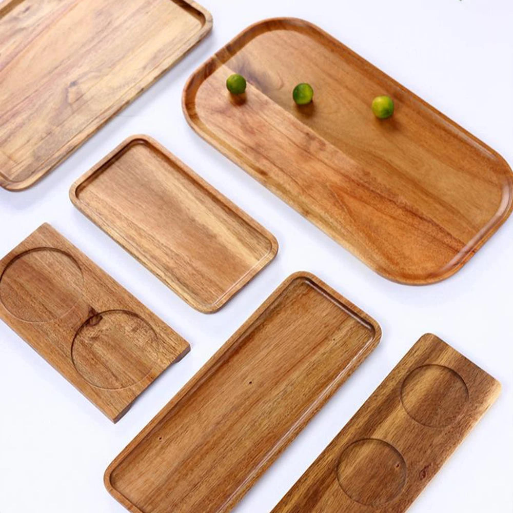 Wholesale Eco-Friendly Acacia Wood Tray Custom Home & Hotel Service Tray for Food for Parties Plate Dish Type
