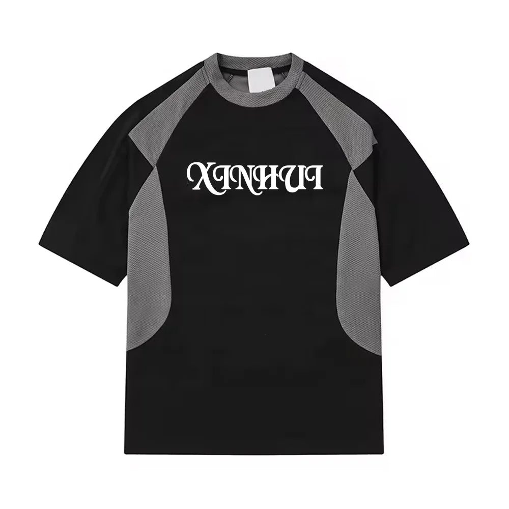High Street Men's Crew Neck T-Shirt Hip Hop Style Short Sleeved 100%Cotton  Breathable Sports Shirt