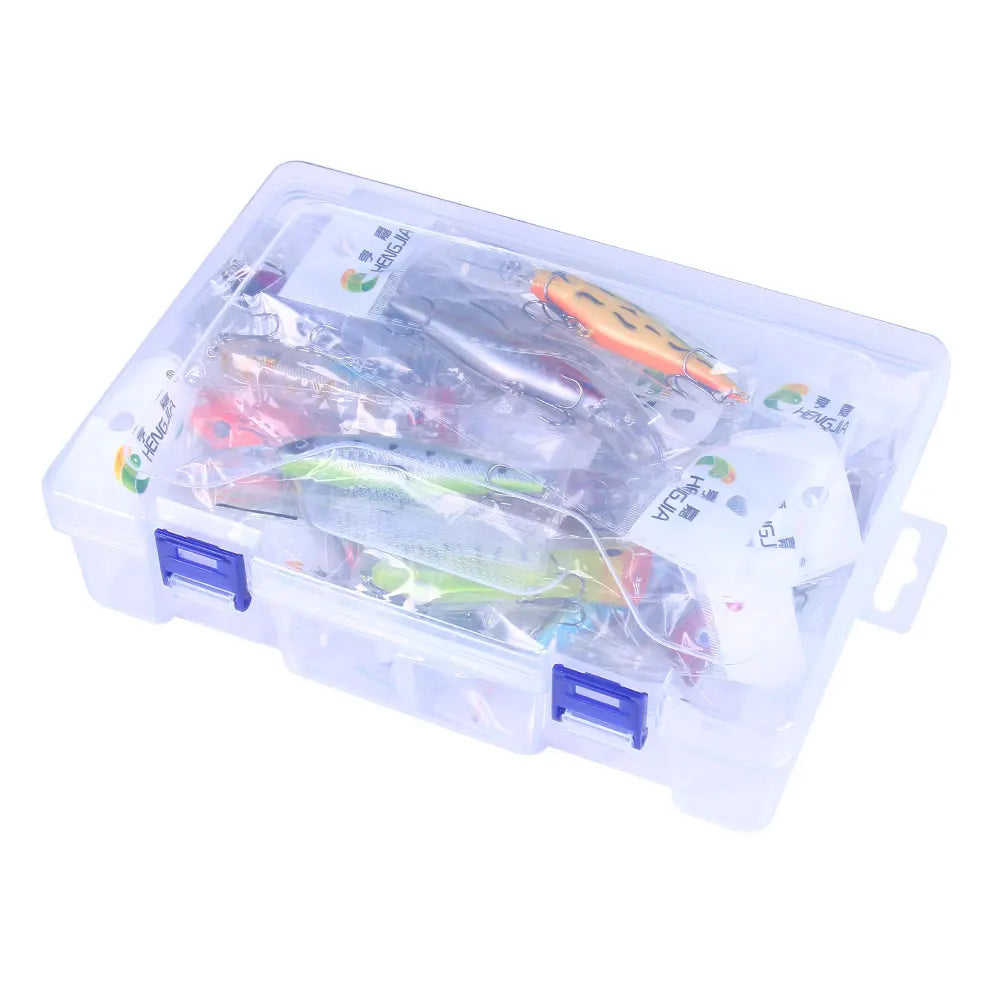 Wholesale Set024-A Combo 24pcs/box Artificial Baits Kit Hard Minnow VIB Popper Soft Frog Fishing Lures Set