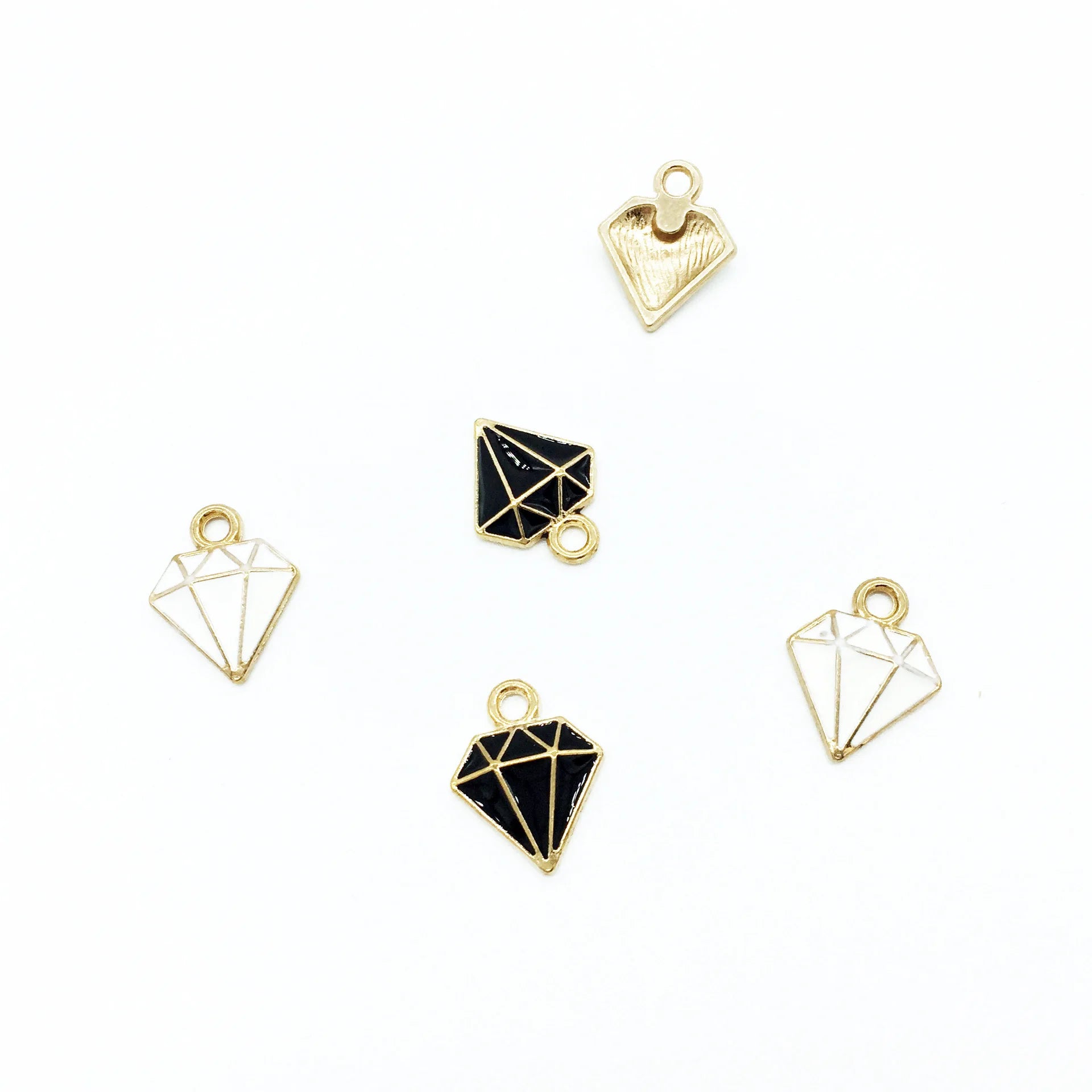 AA016591 DIY Enamel Zinc Alloy Diamond Shape Charms for Jewelry Making 12x15mm